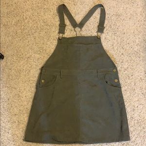 Green corduroy overall dress